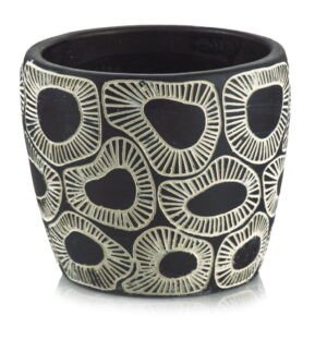 Lillepott valged ringid Ø19x h16cm must