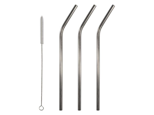 Joogikõrred metallist, 3tk, hõbe - puhastushari