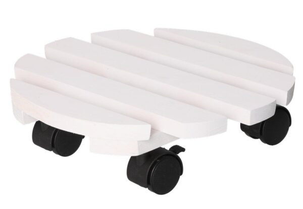 Lillepoti alus ratastega Ø30x h8cm valge