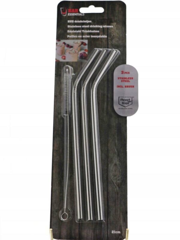 Joogikõrred metallist, 3tk, hõbe - puhastushari
