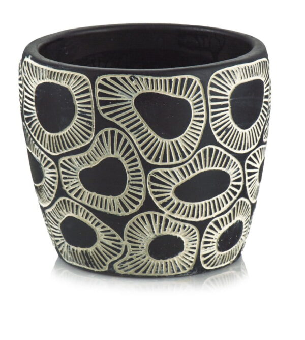 Lillepott valged ringid Ø24x h20cm must