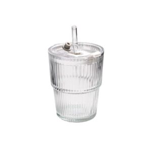 Klaastass joogikõrrega 9,5×9,5x h11,3cm