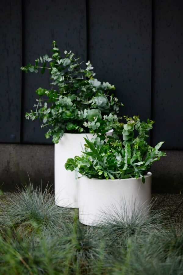 Õuepott Cylin madal Ø46x h30cm valge