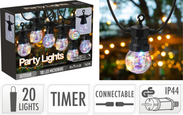 Valguskett 20LED värviline IP44 14,5m