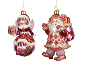 Kuuseehe klaasist ingel/jõuluvana punane 9x9x h12cm erinevad 1tk