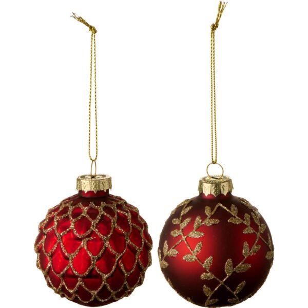 Jõulukuul kuldne muster punane Ø6cm erinevad 1tk