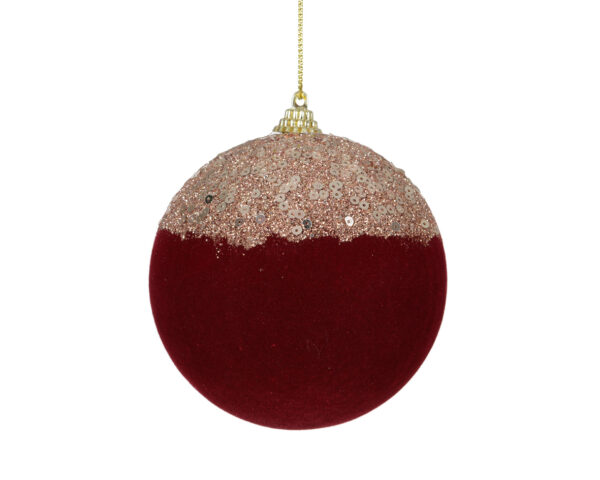 Jõulukuul samet ja pärlid tumepunane Ø10cm