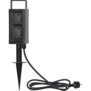 Pistikupesa õue, maasse torgatav must IP44 11x9x h34cm