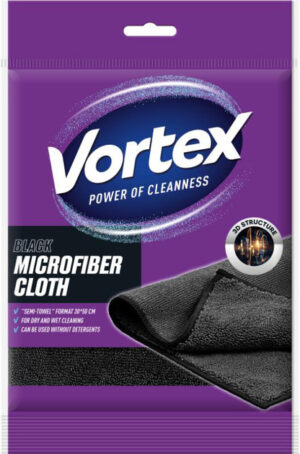 Mikrofiiber rätik-lapp must 30x50cm 1tk/pk