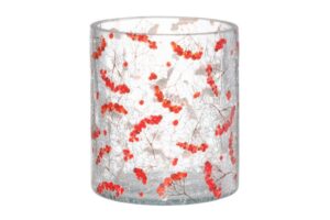 Küünlahoidja pihlakaoksad läbipaistev Ø9x h10cm