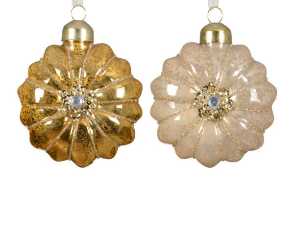 Klaaskuul lill kreem/kuldne Ø8cm erinevad 1tk