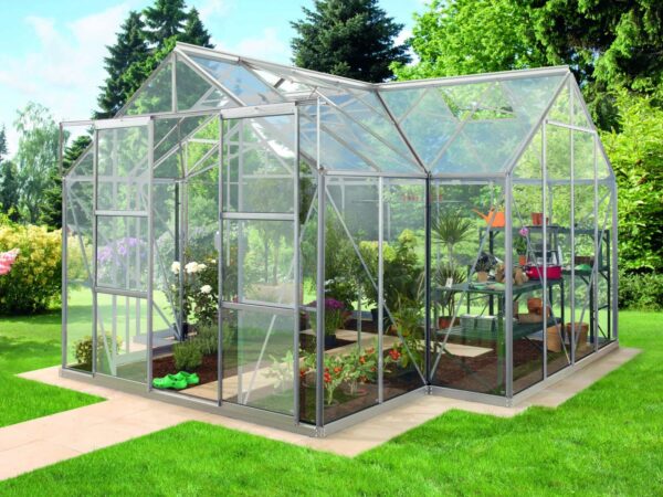 Klaaskasvuhoone Sirius värvimata alumiiniumist raamiga 13m²