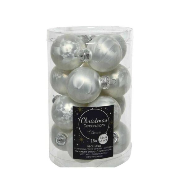 Klaaskuulide komplekt marmor valge Ø3,5cm 16tk/pk
