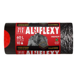 Prügikott eriti tugev nööridega FLEXY 60L, kärjemustriga, 10tk/pk