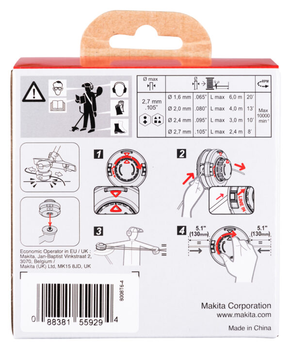 Trimmipea Makita Tap&Go 2,0mm M8x1.25LH