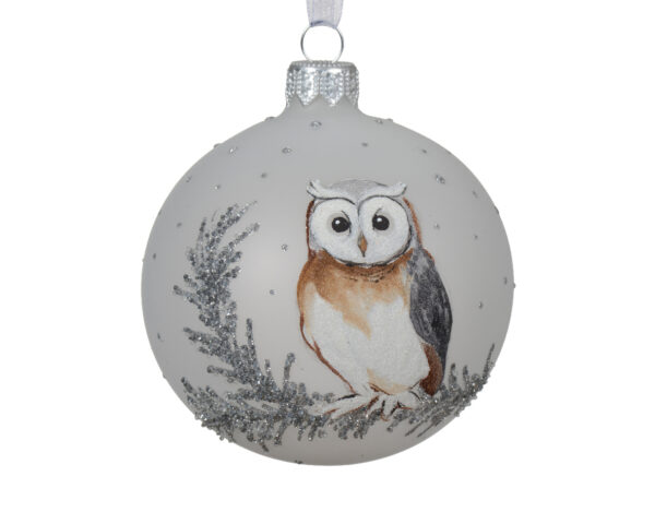 Klaaskuul öökulliga valge Ø8cm