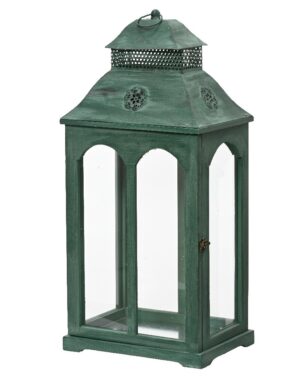 Latern puidust roheline 23x32x h66cm