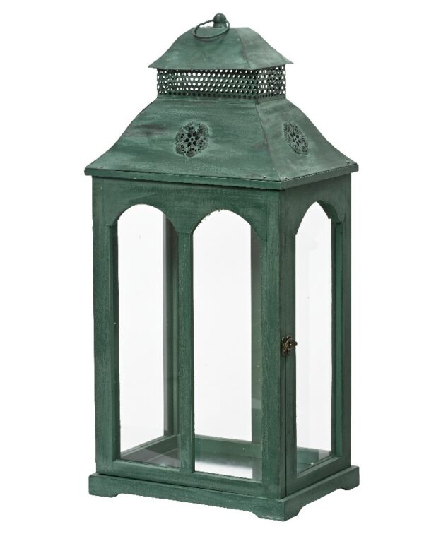 Latern puidust roheline 23x32x h66cm