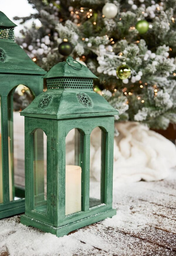 Latern puidust roheline 17x25x h52cm