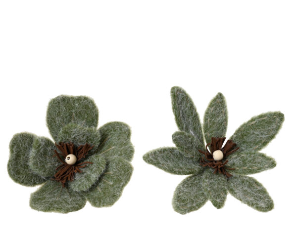 Dekoratsioon vilditud lill klambril Ø20cm roheline erinevad 1tk