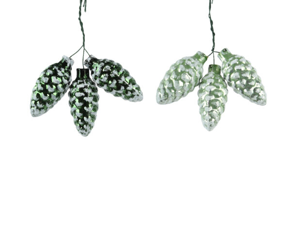 Kuuseehe klaaskäbi lumised ääred Ø3x h6cm roheline värvivalik 1tk