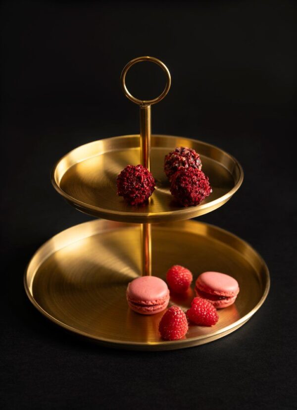 Maku serveerimisalus 2-tasandiline kuldne Ø23xh24cm