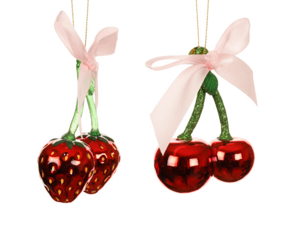 Kuuseehe klaasist kirss/maasikas punane 6,7x4x h9,1cm erinevad 1tk