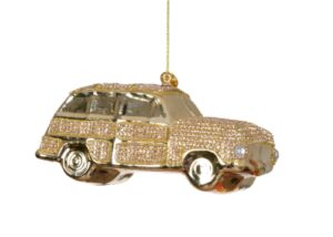 Kuuseehe klaasist kuldne auto 14×5,7x h6,3cm