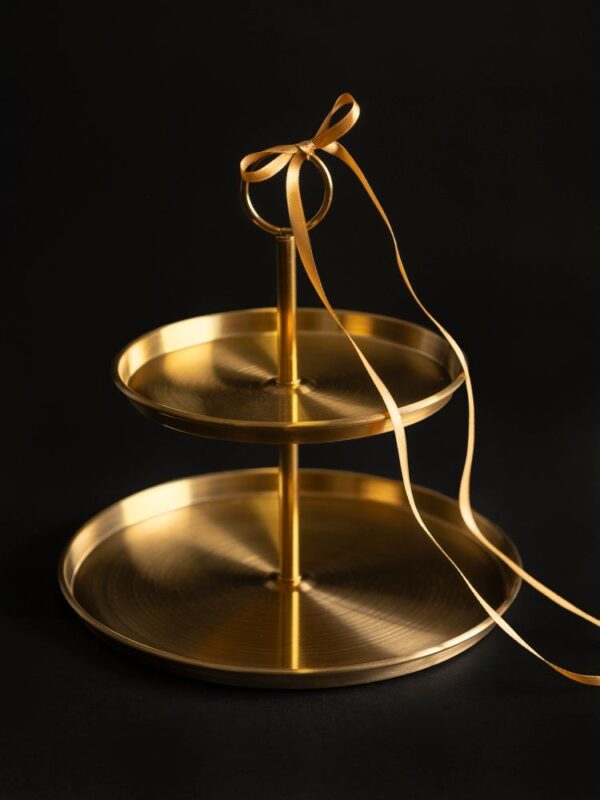 Maku serveerimisalus 2-tasandiline kuldne Ø23xh24cm