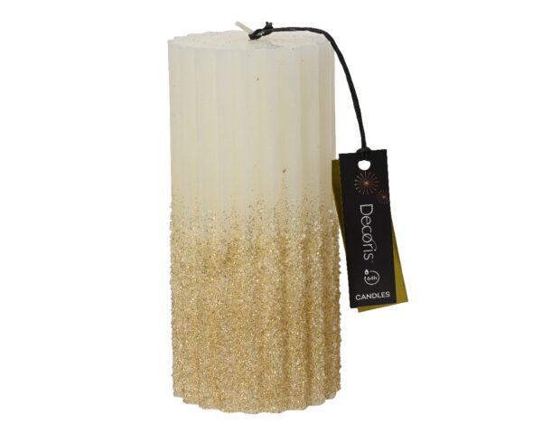 Küünal kulla säraga kreem Ø7x h15cm 64h