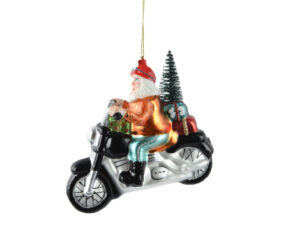 Kuuseehe klaasist mootoratas jõuluvanaga värviline 12,6×6,5x h10,8cm