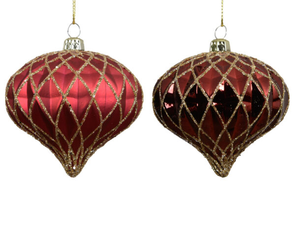 Kuuseehe kuldse glitter mustriga punane Ø8cm värvivalik 1tk