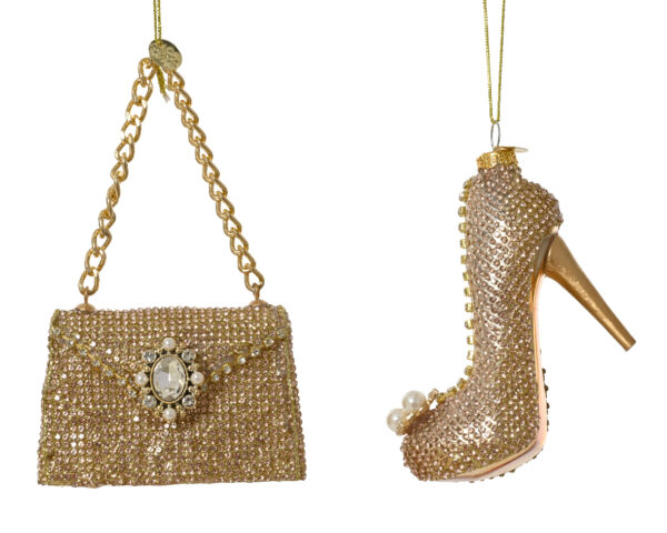 Kuuseehe klaasist kuldne käekott/king 8,4x4,2x h6,7cm erinevad 1tk