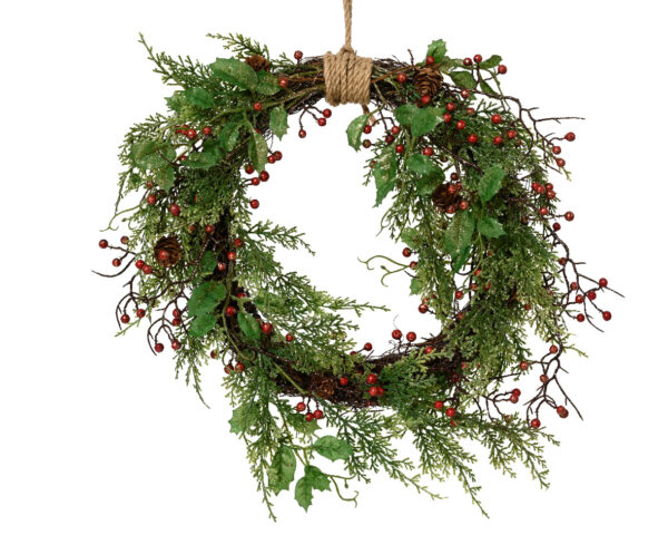 Pärg punaste marjadega roheline Ø40x h10cm