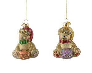 Kuuseehe klaasist karu trummiga kuldne 6,2x5x h7,9cm erinevad 1tk