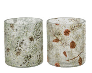 Küünlahoidja männioksad klaasist  Ø9x h10cm erinevad 1tk