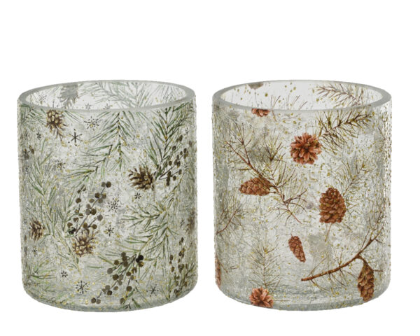 Küünlahoidja männioksad klaasist  Ø9x h10cm erinevad 1tk