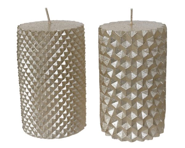 Küünal metallik glitteriga šampanja Ø6,5x h10cm erinevad 1tk