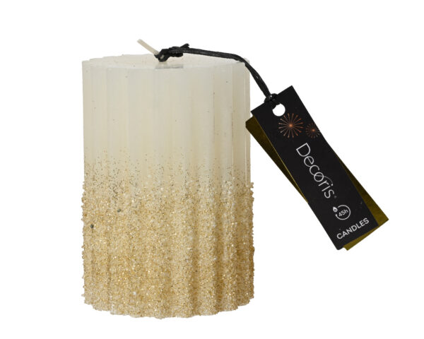 Küünal kulla säraga kreem Ø7x h10cm 45h