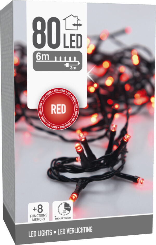 Valguskett punane 6m 80LED IP44