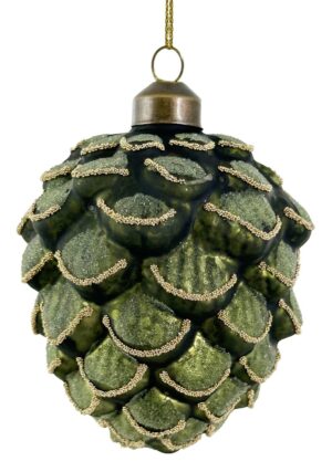 Kuuseehe klaasist männikäbi läikiv roheline 9cm