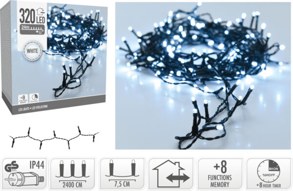 Valguskett külm valge 24m 320LED IP44