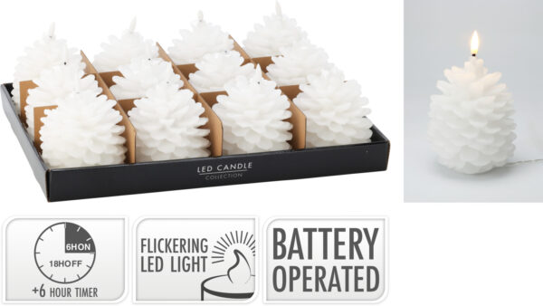 Led küünal Käbi valge Ø10x13cm