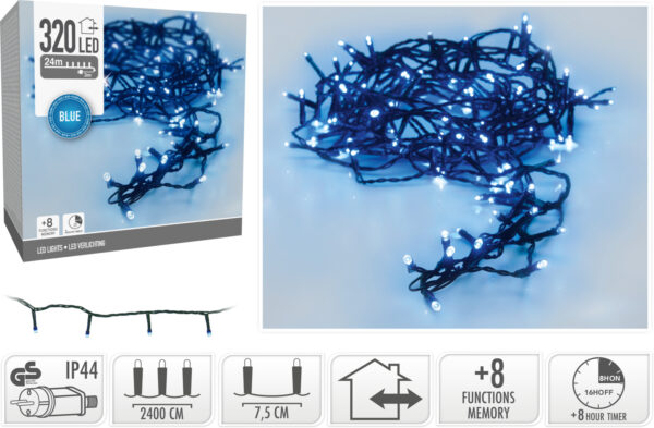 Valguskett sinine 24m 320LED IP44