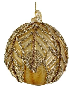 Klaaskuul antiiksed lehed pärlitega kuldne Ø8cm