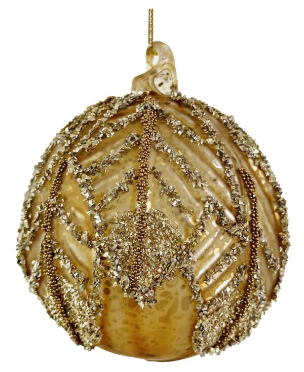 Klaaskuul antiiksed lehed pärlitega kuldne Ø8cm