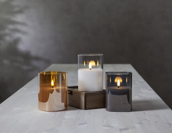 LED küünal Flemme läbipaistev 9x9x h12,5cm