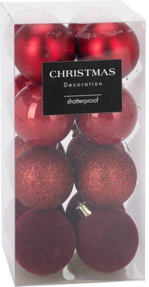 Jõulukuulide komplekt tumepunane matt/pärl/glitter/samet Ø5cm 16tk/pk