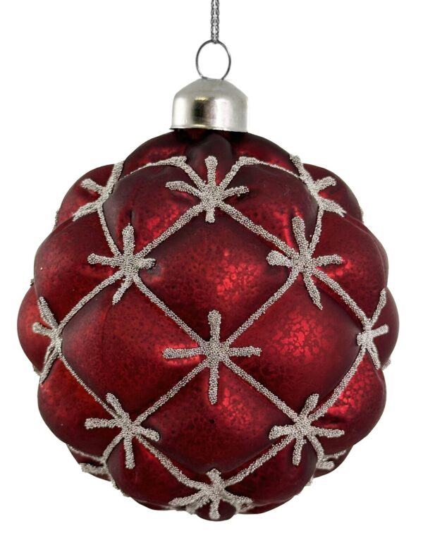 Klaaskuul hõbedase mustriga antiikne punane Ø10cm