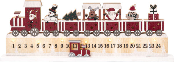 Advendikalender Jolly soe valge punane 7LED 38x13,5x h5cm